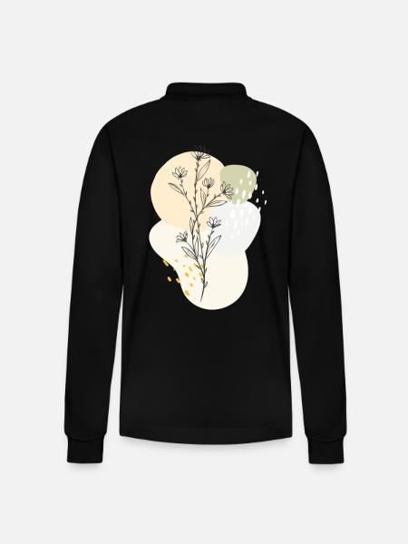 floral design - Stanley/Stella Unisex Bio-Langarm-Poloshirt Prepster - Schwarz