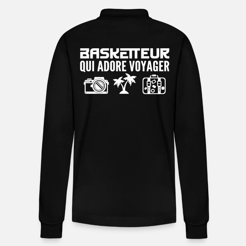 Voyageurs & Basketteurs : Passion & Découverte - Polo à manches longues bio PREPSTER Stanley/Stella Unisexe - noir