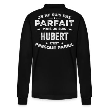 Hubert A first name, a story, a personality - Stanley/Stella Organic Unisex Long-Sleeved Polo Shirt Prepster - black - Back - Anna (173cm)