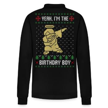 Dabbing jesus christ ugly christmas xmas - Stanley/Stella Organic Unisex Long-Sleeved Polo Shirt Prepster - black - Back - Anna (173cm)