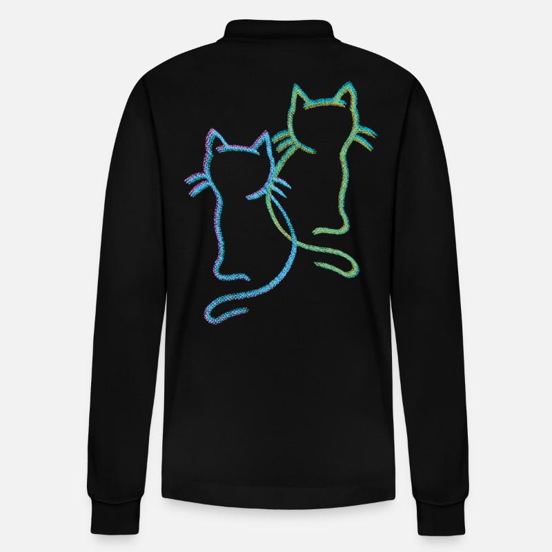 Katzen Katze Kätzchen - Stanley/Stella Unisex Bio-Langarm-Poloshirt Prepster - Schwarz