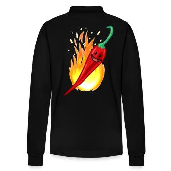 Hot Pepper Chilli Restaurant Hot Spice Dish - Stanley/Stella Organic Unisex Long-Sleeved Polo Shirt Prepster - black - Back - Anna (173cm)