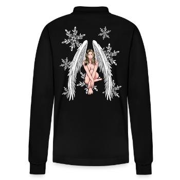 Xmas Angel Christmas - Stanley/Stella Organic Unisex Long-Sleeved Polo Shirt Prepster - black - Back - Anna (173cm)
