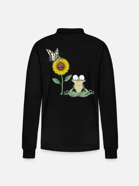 Frog, Frogs, Toad, Amphibian - Stanley/Stella Organic Unisex Long-Sleeved Polo Shirt Prepster - black
