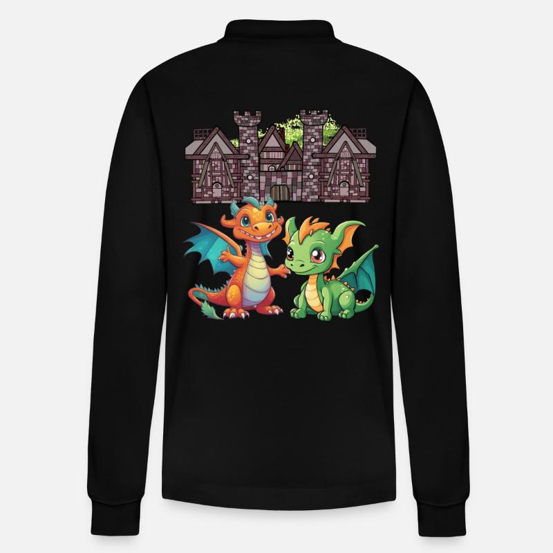 Mittelalter Drache Drachen - Stanley/Stella Unisex Bio-Langarm-Poloshirt Prepster - Schwarz
