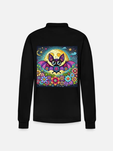 Bat - Stanley/Stella Organic Unisex Long-Sleeved Polo Shirt Prepster - black