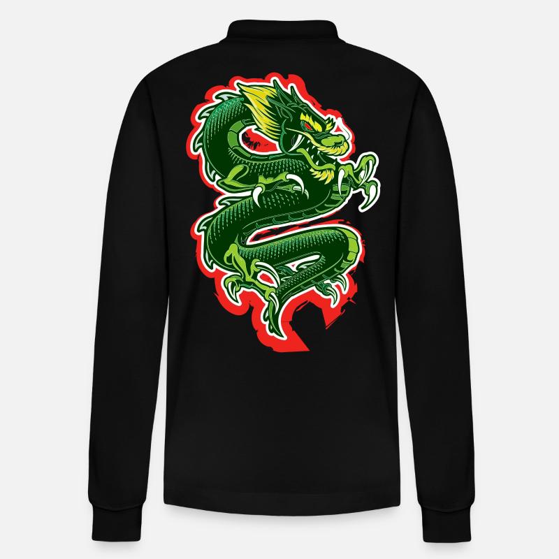 Drachen - Stanley/Stella Unisex Bio-Langarm-Poloshirt Prepster - Schwarz