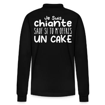 Femme qui adore : Cake. Design Drôle Humour - Polo à manches longues bio PREPSTER Stanley/Stella Unisexe - noir - Dos - Anna (173cm)
