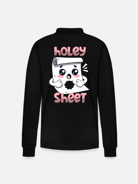 Holey Sheet - Stanley/Stella Organic Unisex Long-Sleeved Polo Shirt Prepster - black