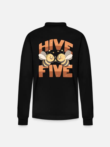 Hive Five - Stanley/Stella Organic Unisex Long-Sleeved Polo Shirt Prepster - black