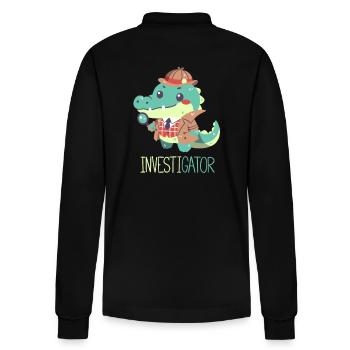Alligator - Détective - Enquêteur - Crocodile - Polo à manches longues bio PREPSTER Stanley/Stella Unisexe - noir - Dos - Anna (173cm)