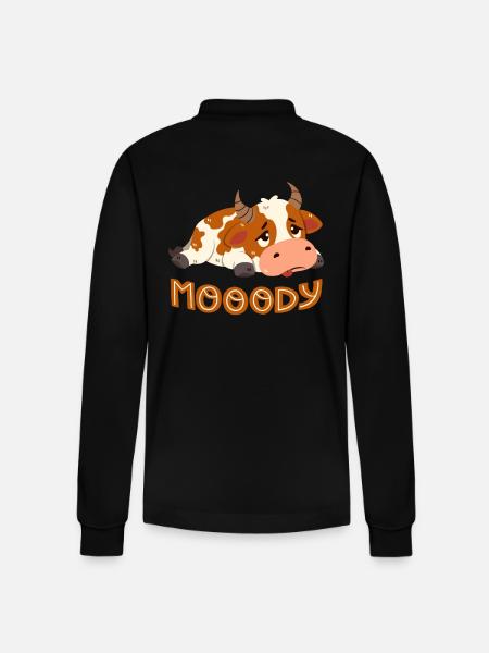 Moody Cow - Stanley/Stella Organic Unisex Long-Sleeved Polo Shirt Prepster - black