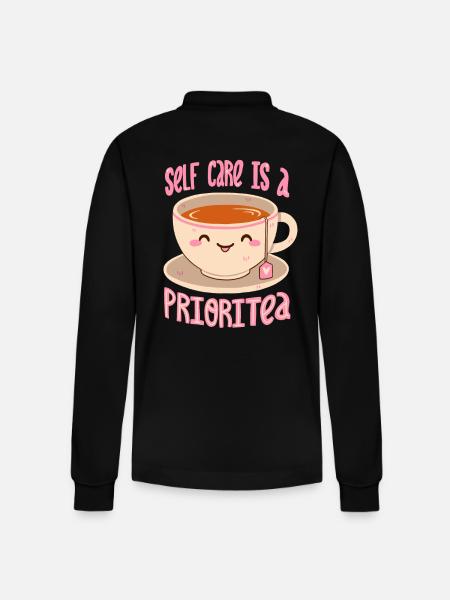Self Care & Tee - Stanley/Stella Unisex Bio-Langarm-Poloshirt Prepster - Schwarz