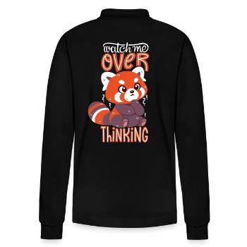 Overthinking Red Panda - Stanley/Stella Unisex Bio-Langarm-Poloshirt Prepster - Schwarz - Hinten - Anna (173cm)