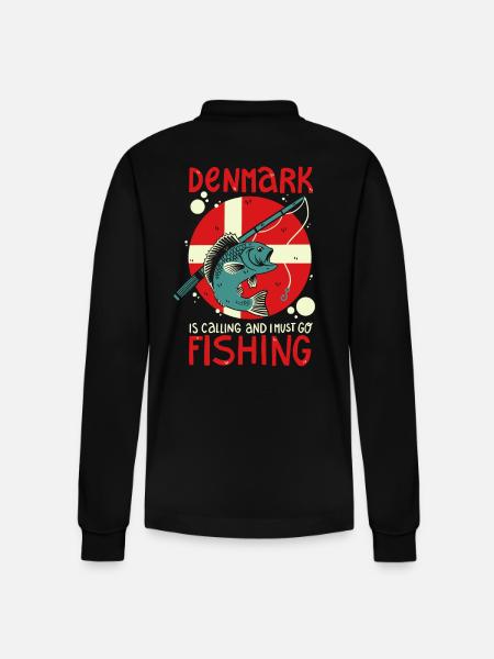 Fishing in Denmark - Stanley/Stella Organic Unisex Long-Sleeved Polo Shirt Prepster - black