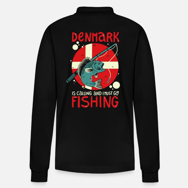 Angeln in Dänemark - Stanley/Stella Unisex Bio-Langarm-Poloshirt Prepster - Schwarz