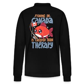 Angeln in Kanada ist günstiger als eine Therapie - Stanley/Stella Unisex Bio-Langarm-Poloshirt Prepster - Schwarz - Hinten - Anna (173cm)