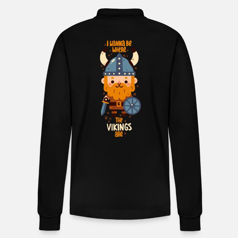 Wo die Wikinger sind - Stanley/Stella Unisex Bio-Langarm-Poloshirt Prepster - Schwarz