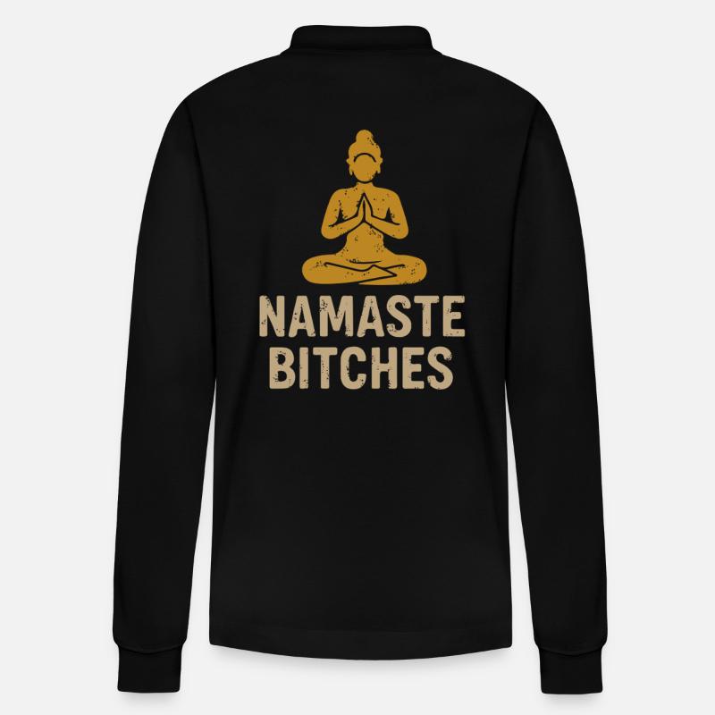Namaste Bitches - Stanley/Stella Unisex Bio-Langarm-Poloshirt Prepster - Schwarz