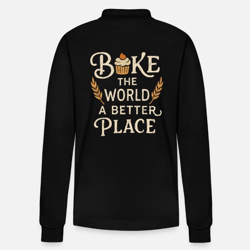 Back dich glücklich! - Stanley/Stella Unisex Bio-Langarm-Poloshirt Prepster - Schwarz