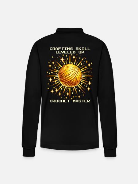 Crochet Skill Level Up | Master Handmade Wool - Stanley/Stella Organic Unisex Long-Sleeved Polo Shirt Prepster - black