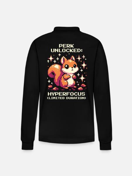 Hyperfocus active | ADHD Special Ability - Stanley/Stella Organic Unisex Long-Sleeved Polo Shirt Prepster - black