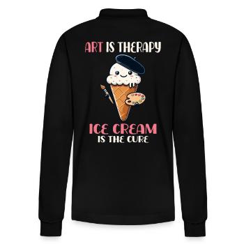 Kunsttherapie Und Eiscreme Heilung - Stanley/Stella Unisex Bio-Langarm-Poloshirt Prepster - Schwarz - Hinten - Anna (173cm)