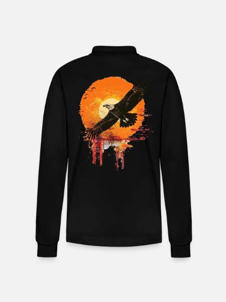 Flying eagle in sunset - Stanley/Stella Organic Unisex Long-Sleeved Polo Shirt Prepster - black