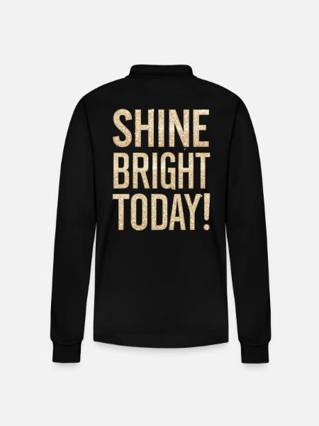 Shine Bright Today Glitter Effect - Stanley/Stella Organic Unisex Long-Sleeved Polo Shirt Prepster - black
