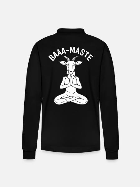 Baaa-Maste Entspannte Ziegenyoga Pose - Stanley/Stella Unisex Bio-Langarm-Poloshirt Prepster - Schwarz
