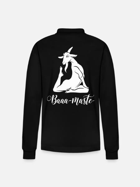 Baaa-Maste Goat Yoga Relaxation - Stanley/Stella Organic Unisex Long-Sleeved Polo Shirt Prepster - black