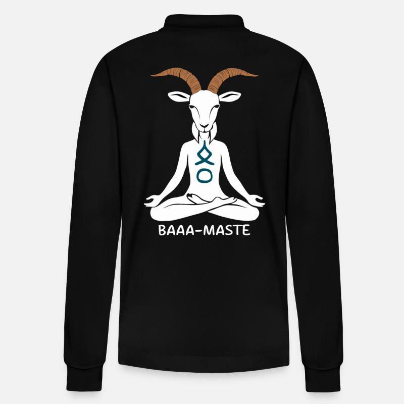 Entspannte Ziege Baaa-Maste Yoga Pose - Stanley/Stella Unisex Bio-Langarm-Poloshirt Prepster - Schwarz