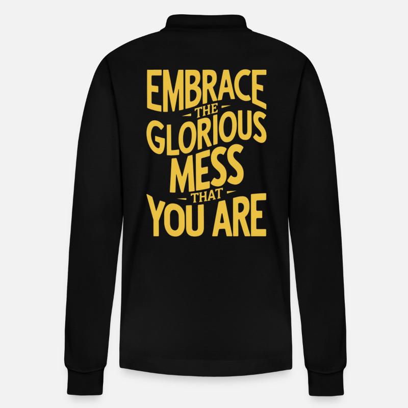 Abbraccia il glorioso pasticcio che sei - Polo a manica lunga ecologica unisex Prepster di Stanley/Stella - nero