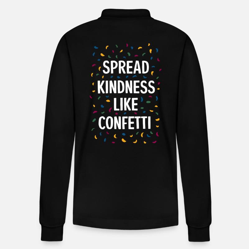 Spread Kindness Like Confetti - Stanley/Stella Organic Unisex Long-Sleeved Polo Shirt Prepster - black