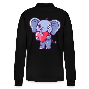 Adorable Elephant With Heart Illustration for - Stanley/Stella Unisex Bio-Langarm-Poloshirt Prepster - Schwarz - Hinten - Anna (173cm)