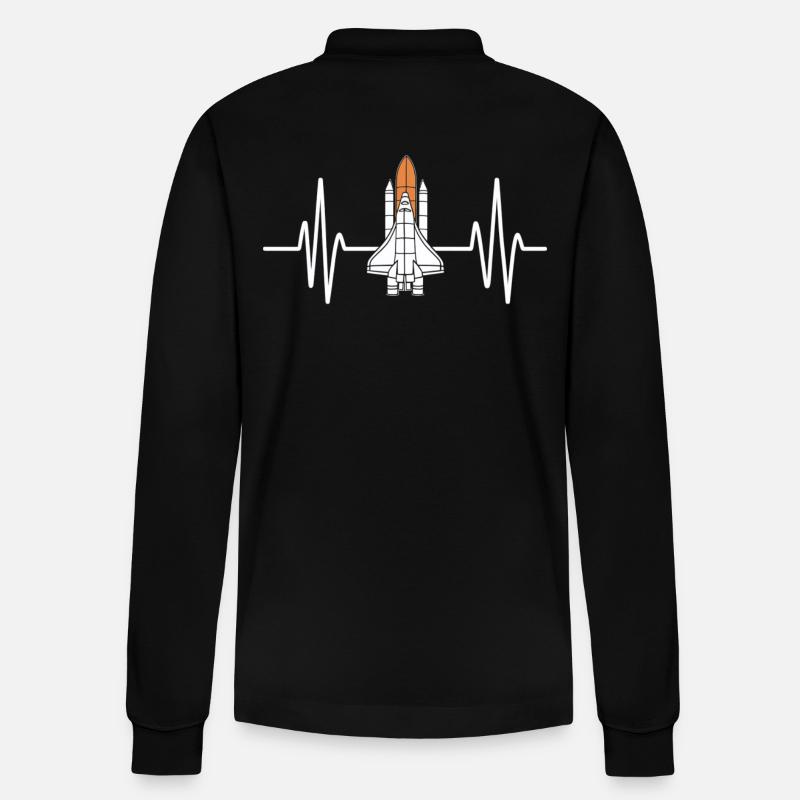 Herzschlag Space Shuttle Faszination - Stanley/Stella Unisex Bio-Langarm-Poloshirt Prepster - Schwarz