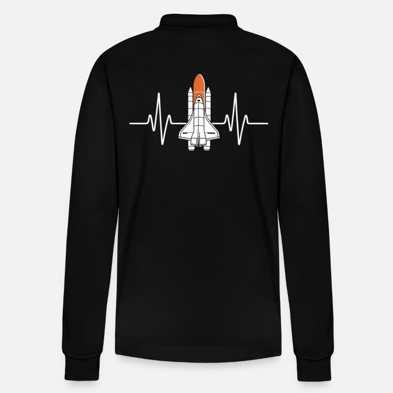Herzschlag Space Shuttle Design - Stanley/Stella Unisex Bio-Langarm-Poloshirt Prepster - Schwarz