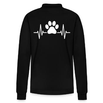Herzschlag mit Pfote für Tierfreunde - Stanley/Stella Unisex Bio-Langarm-Poloshirt Prepster - Schwarz - Hinten - Anna (173cm)