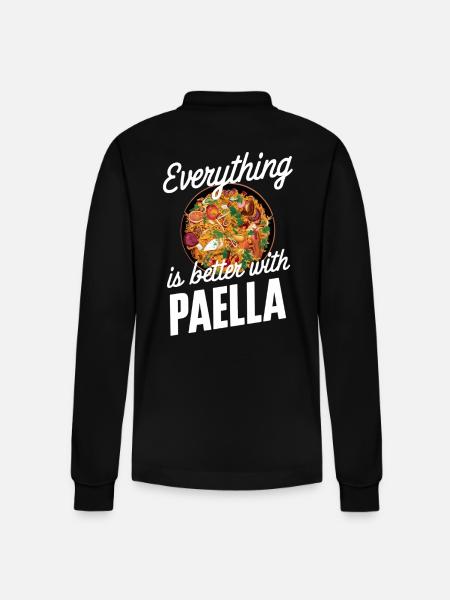 Everything Is Better With Paella - Stanley/Stella Organic Unisex Long-Sleeved Polo Shirt Prepster - black