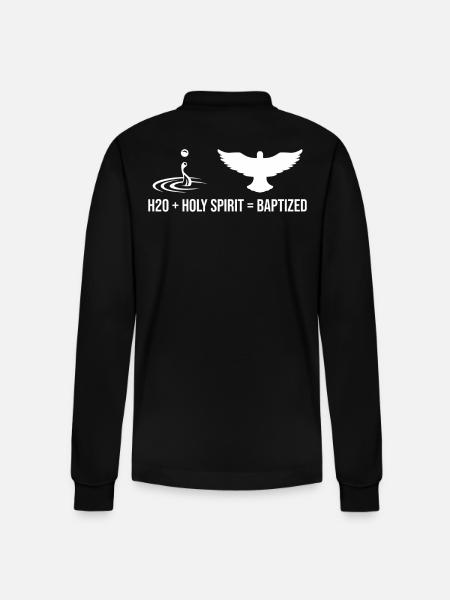 Water + Holy Spirit = Baptized - Stanley/Stella Organic Unisex Long-Sleeved Polo Shirt Prepster - black