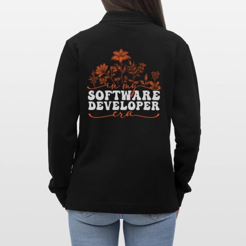 In My Software Developer Era: Flowers and Code Stanley/Stella Organic Unisex Long-Sleeved Polo Shirt Prepster