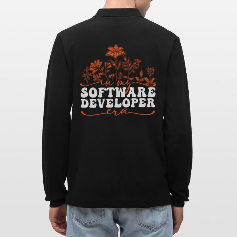 In My Software Developer Era: Flowers and Code Stanley/Stella Organic Unisex Long-Sleeved Polo Shirt Prepster