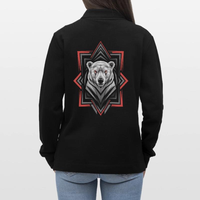 Geometrischer Eisbär Kopf Kunstwerk Stanley/Stella Unisex Bio-Langarm-Poloshirt Prepster