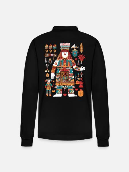 Itzamna Maya God Mayan Mythology - Stanley/Stella Organic Unisex Long-Sleeved Polo Shirt Prepster - black
