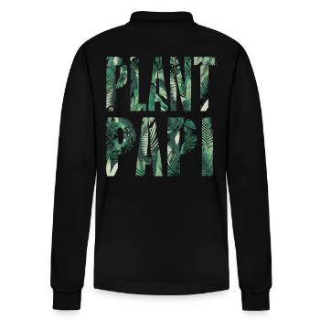 Plant Papi Urban Jungle Plant Design - Stanley/Stella Organic Unisex Long-Sleeved Polo Shirt Prepster - black - Back - Anna (173cm)