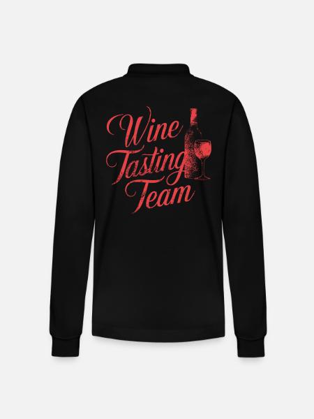 Wine Tasting Team Graphic Design - Stanley/Stella Organic Unisex Long-Sleeved Polo Shirt Prepster - black