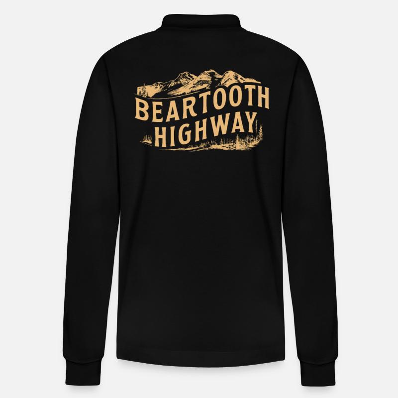 Beartooth Highway Abenteuer Berge - Stanley/Stella Unisex Bio-Langarm-Poloshirt Prepster - Schwarz