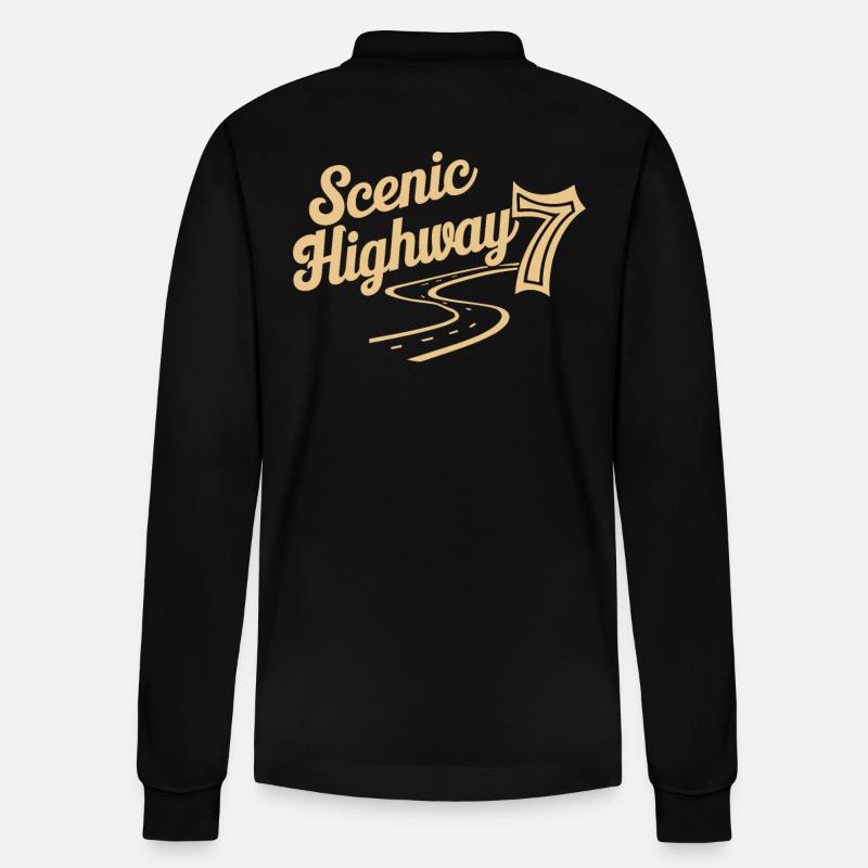 Scenic Highway 7 Abenteuer - Stanley/Stella Unisex Bio-Langarm-Poloshirt Prepster - Schwarz