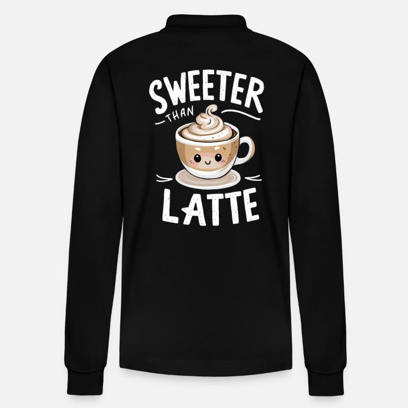 Barista Sweeter Than Latte - Stanley/Stella Unisex Bio-Langarm-Poloshirt Prepster - Schwarz