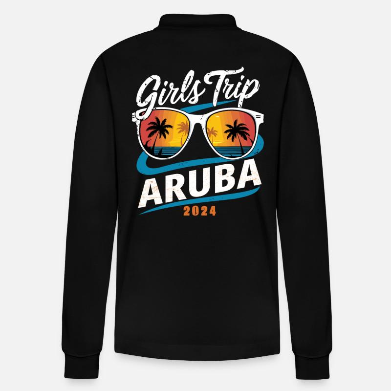 Girls Trip Aruba 2024 - Stanley/Stella Organic Unisex Long-Sleeved Polo Shirt Prepster - black
